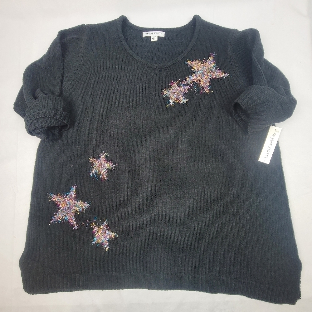 NWT‎ 99 Jane Street black tinsel star sweater